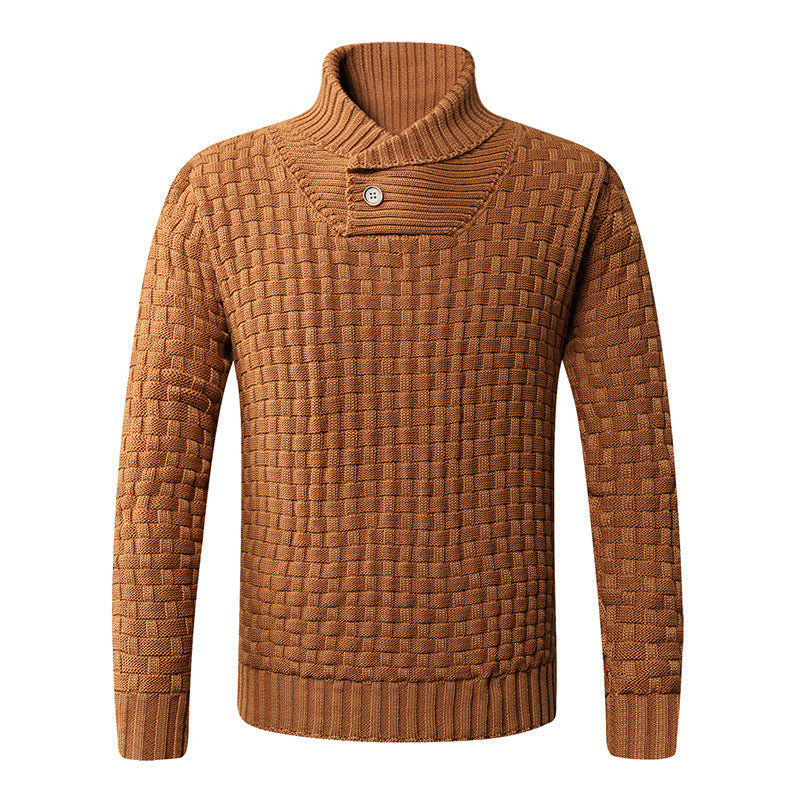 Herren Strickpullover mit modernem Zopfmuster und Stehkragen R&B