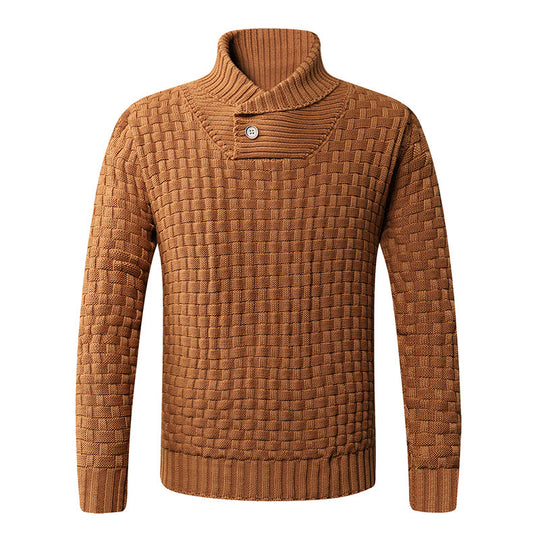 Herren Strickpullover mit modernem Zopfmuster und Stehkragen R&B