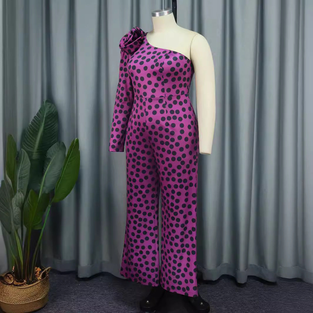 Damen Glamouröses Jumpsuit mit asymmetrischem Design und Rüschen-Detail R&B