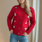 Damen Strickjacke mit kunstvollem Motiv R&B