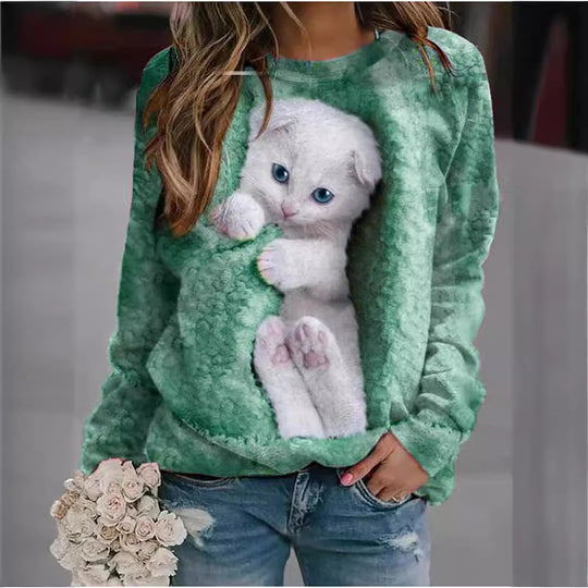 Damen Sweatshirt mit niedlichem Tiermotiv R&B