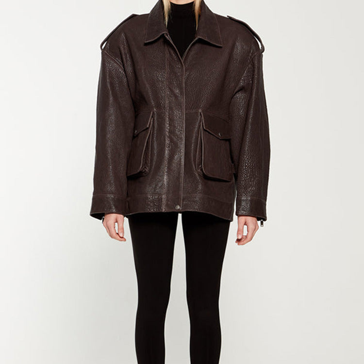 Damen Oversized jacke im robusten Design mit praktischen Taschen R&B