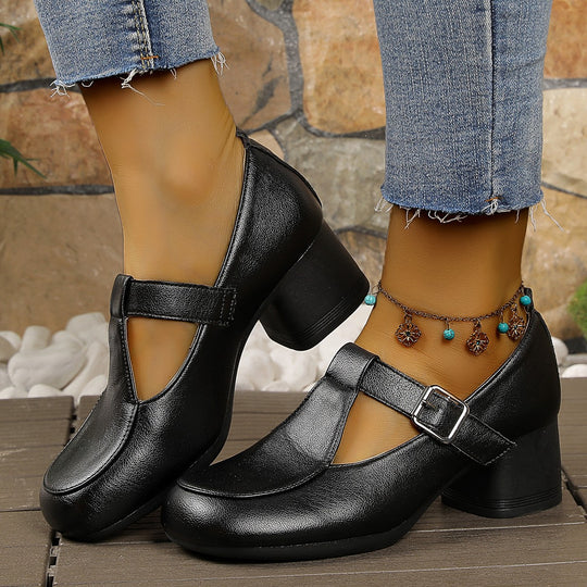 Damen elegante Absatzsandalen mit modischer Schnallenoptik R&B