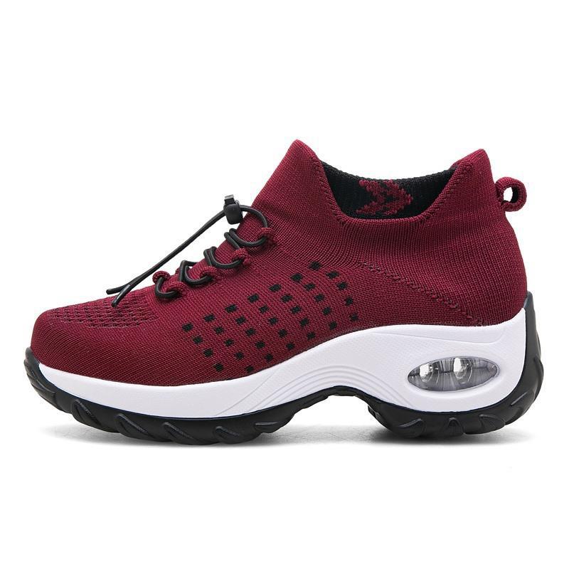 Damen nan leichte atmungsaktive Strick-Sneaker mit Luftkissen und hohem Sockenkragen R&B