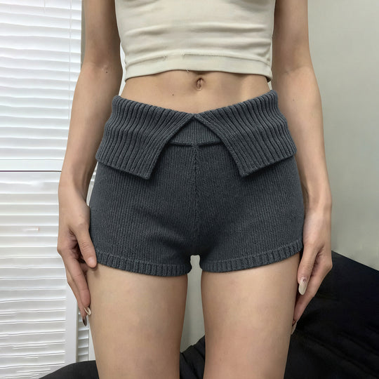 Damen Short mit hohem, komfortablem Bund und strukturiertem Strickdesign R&B