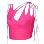 Damen Crop-Top mit einseitigem Cut-Out und trendigen Bändern R&B