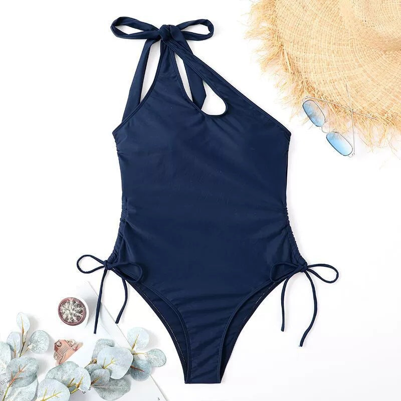 Damen Cut-Out Badeanzug mit hochgeschlossenem Design und verstellbaren Trägern R&B