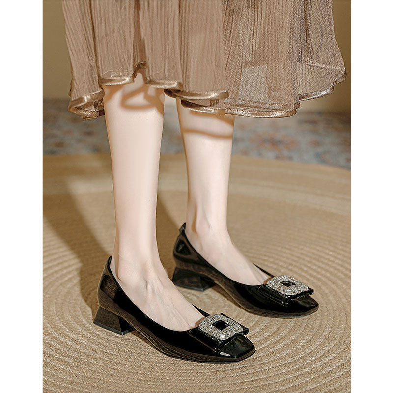 Damen Elegante Ballerinas mit funkelnder Schmuckschnalle