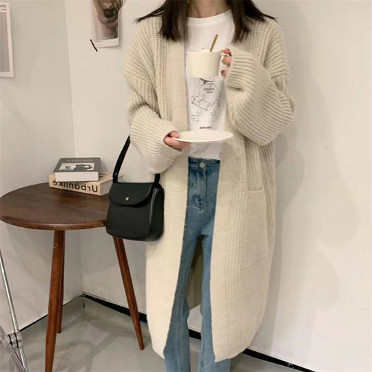 Damen Strickcardigan mit lockerer Silhouette und tiefen Taschen R&B