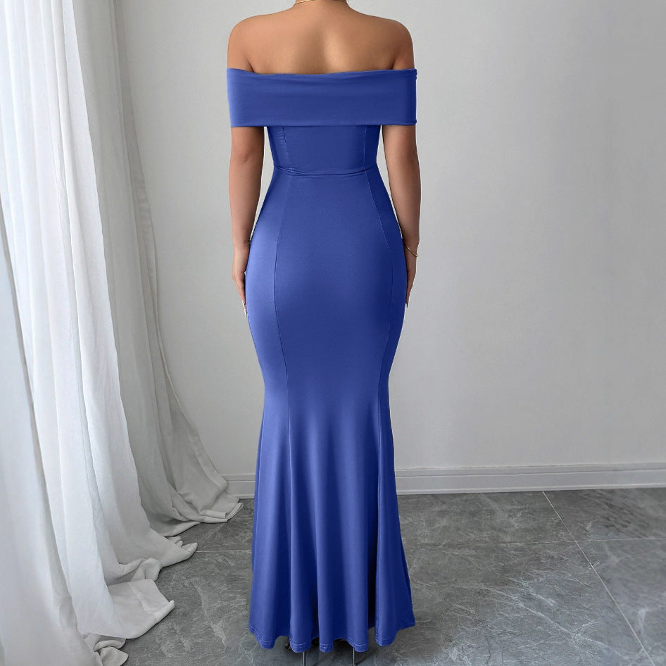 Damen Figurbetontes Off-Shoulder Maxikleid R&B