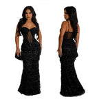 Damen Elegantes Abendkleid mit Kristallverzierung R&B