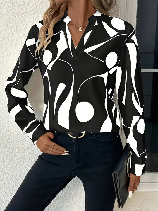 Damen High Fashion Bluse mit modernem Muster R&B