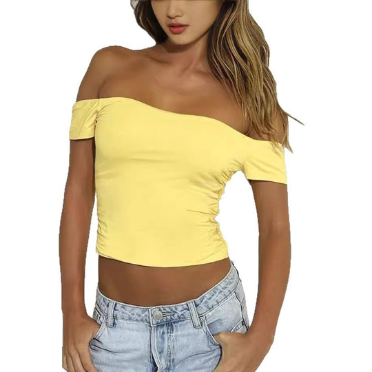 Damen Off-Shoulder Cropped Top mit Rüschendetails R&B
