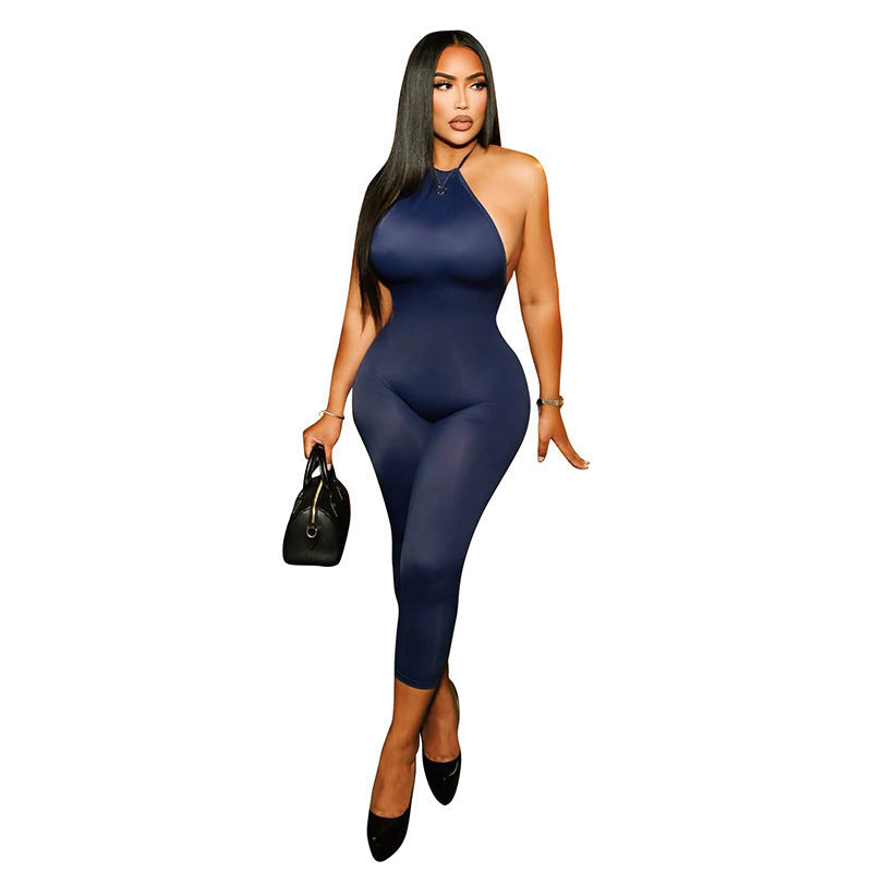 Damen Eleganter und figurbetonter Jumpsuit mit hohem Kragen und zurückhaltendem Design R&B