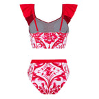 Damen Bikini-Set mit modischem Wickelrock und charmanten Rüschen R&B