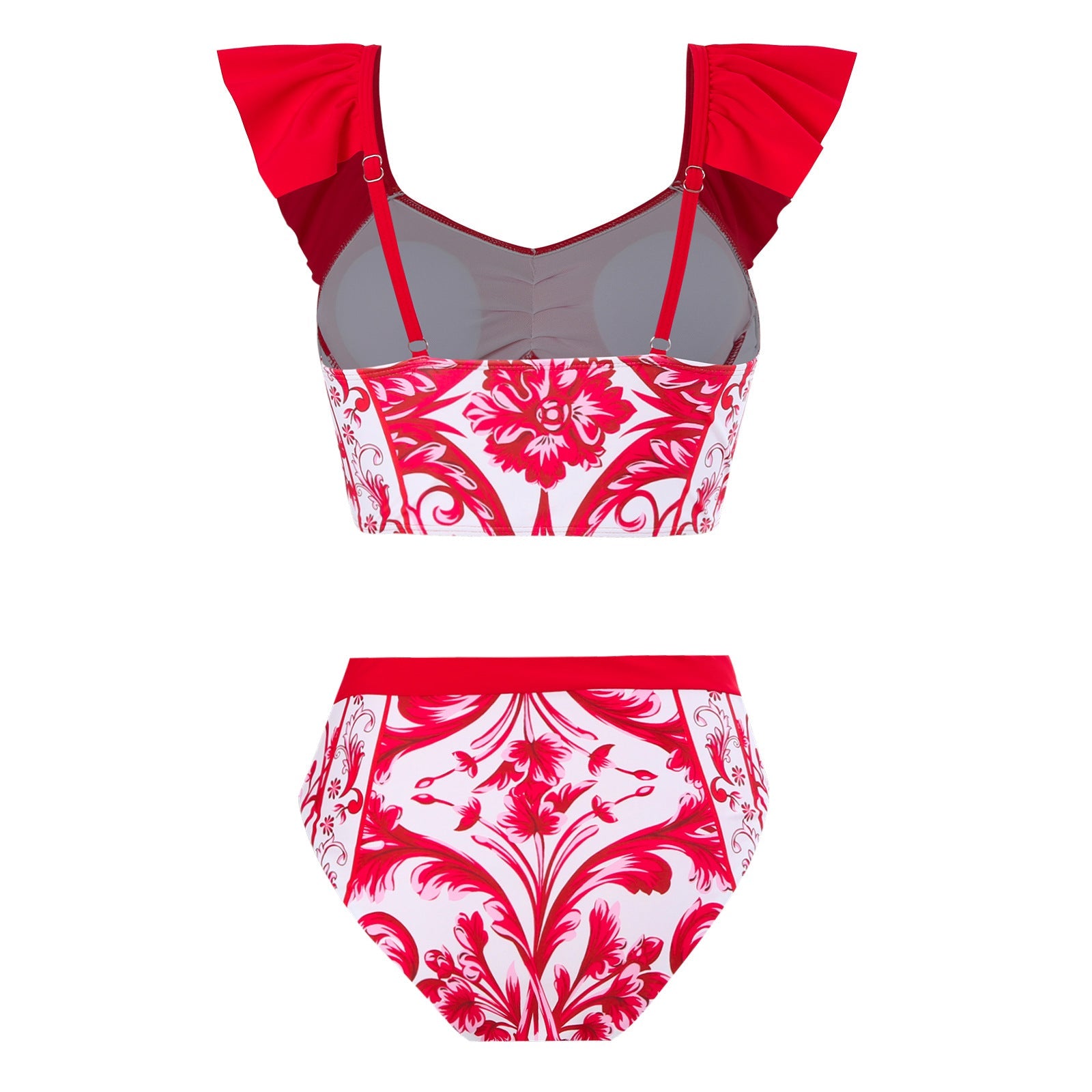Damen Bikini-Set mit modischem Wickelrock und charmanten Rüschen R&B