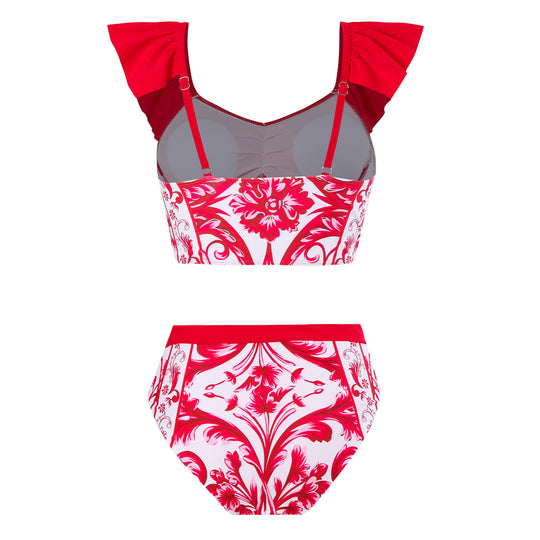 Damen Bikini-Set mit modischem Wickelrock und charmanten Rüschen R&B