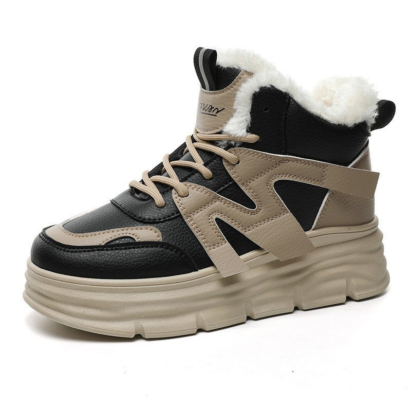 Damen modische High-Top Sneakers mit kuscheligem Innenfutter und robustem Profil R&B