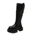 Damen hohe Stiefel mit modischem Schnallendesign und robustem Sohlenprofil R&B