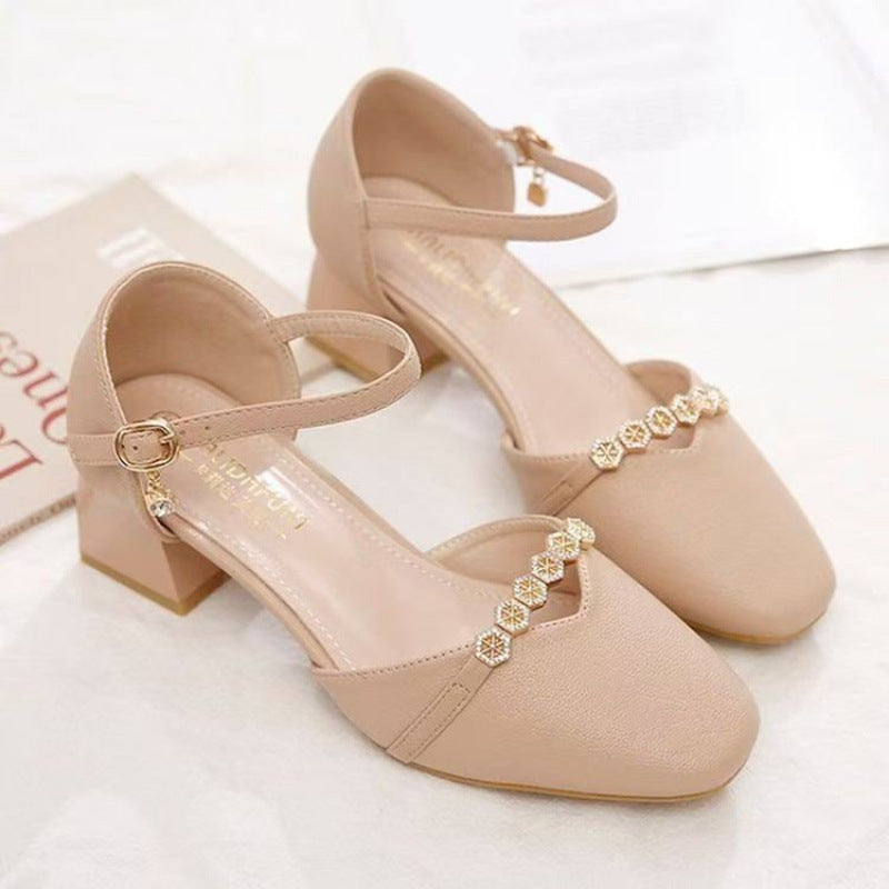 Damen Elegante Blockabsatz-Pumps mit Schmuckverzierung R&B