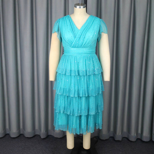 Damen Festliches Kleid mit schimmernden Rüschenschichten R&B