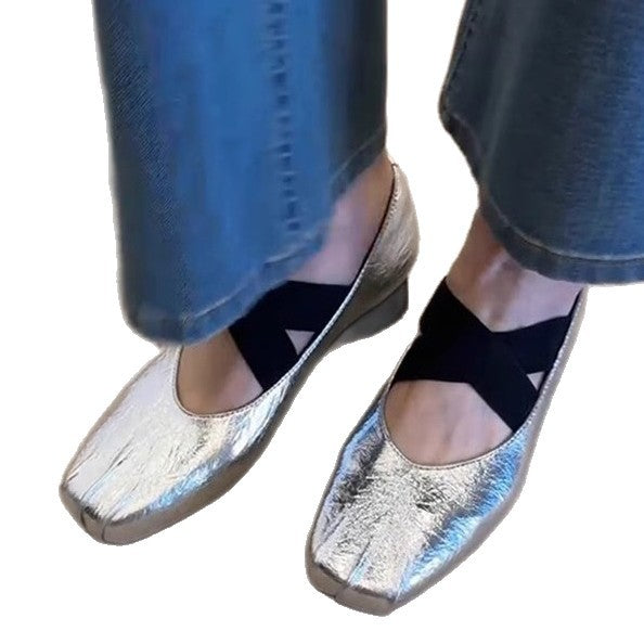 Damen elegante Ballerina-Schuhe mit modernem Riemendesign und komfortablem Absatz