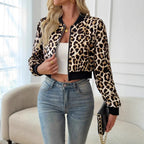 Damen Leoprint Bomberjacke im sportlich-eleganten Stil R&B