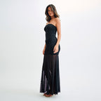 Damen Maxi-Rockkleid mit verführerischem Überwurf und elegantem Rüschendesign R&B
