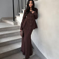 Damen Elegantes Deux-Pieces-Anzugset mit schwingendem Oberteil und bodenlangem Rock R&B