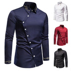 Herren Elegantes Langarmhemd mit dekorativen Knopfdetails R&B