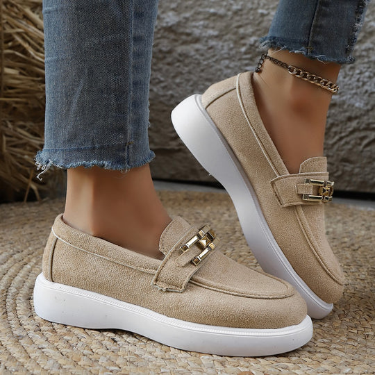Damen Stylish Slip-On Loafer-Schuhe mit modischem Metall-Element R&B