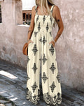 Damen Jumpsuit mit elastischem Taillenbund und floralen Verzierungen R&B