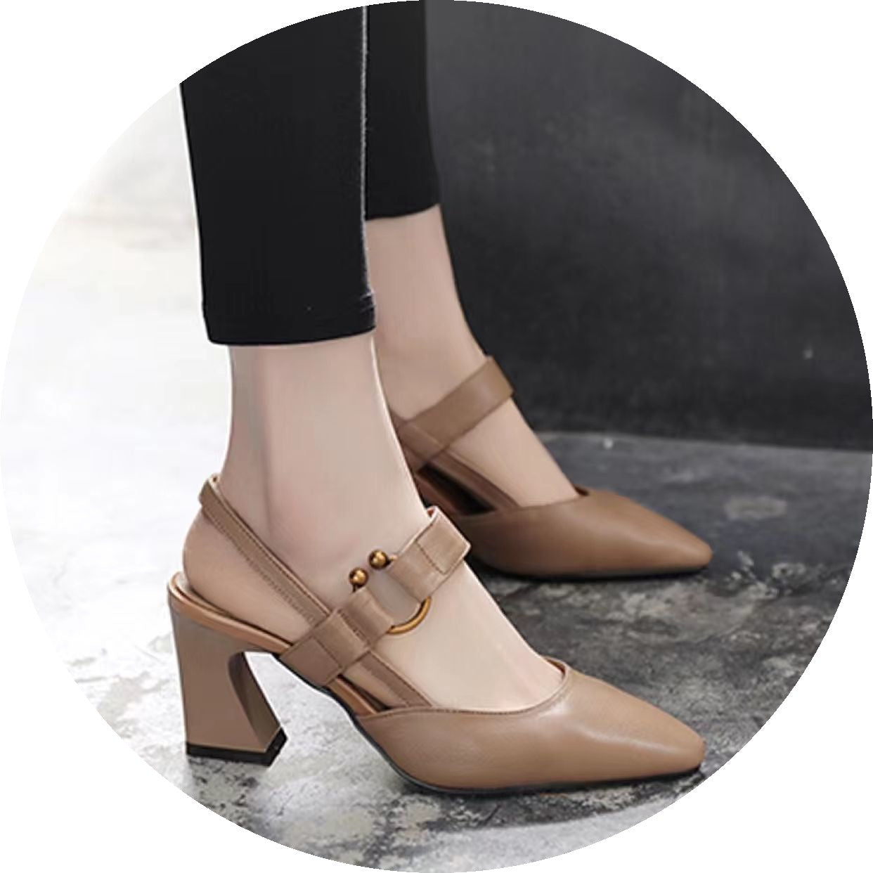Damen Slingback-Pumps mit elegantem spitzen Design und komfortablem Blockabsatz