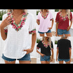 Damen Bluse mit floralen Stickereien und luftigen Ärmeln