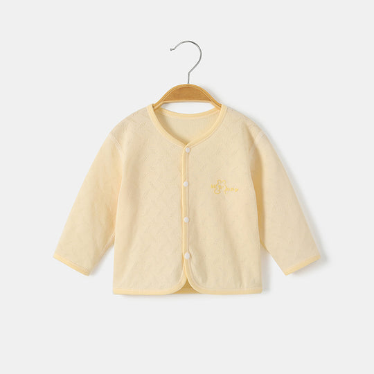 Unisex nan soft organische Baumwolle Snap-Front strukturierte Babystrickjacke mit gesticktem Teddy R&B