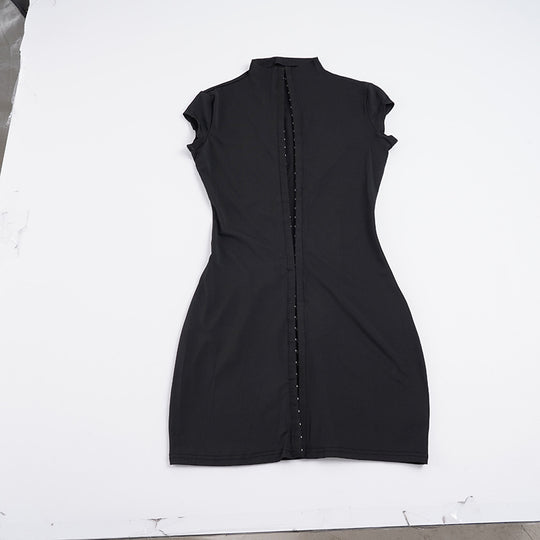 Damen figurbetontes Nachtkleid mit raffiniertem Stehkragen und Knopfleiste R&B