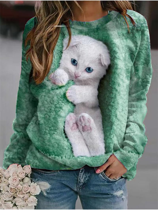 Damen Sweatshirt mit niedlichem Tiermotiv R&B