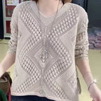 Damen Pullover mit V-Ausschnitt und modernem Strukturmuster R&B