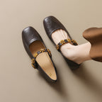 Damen Ballerinas mit dekorativem Riemchen und Blumenakzenten