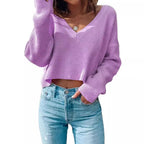 Damen lässiger Waffelstrick Pullover