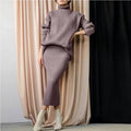 Damen Strickset mit hohem Kragen und weichem Rippdesign R&B
