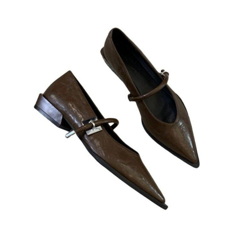 Damen elegante Ballerinas mit zeitgemäßem Riemchen und spitzem Design R&B