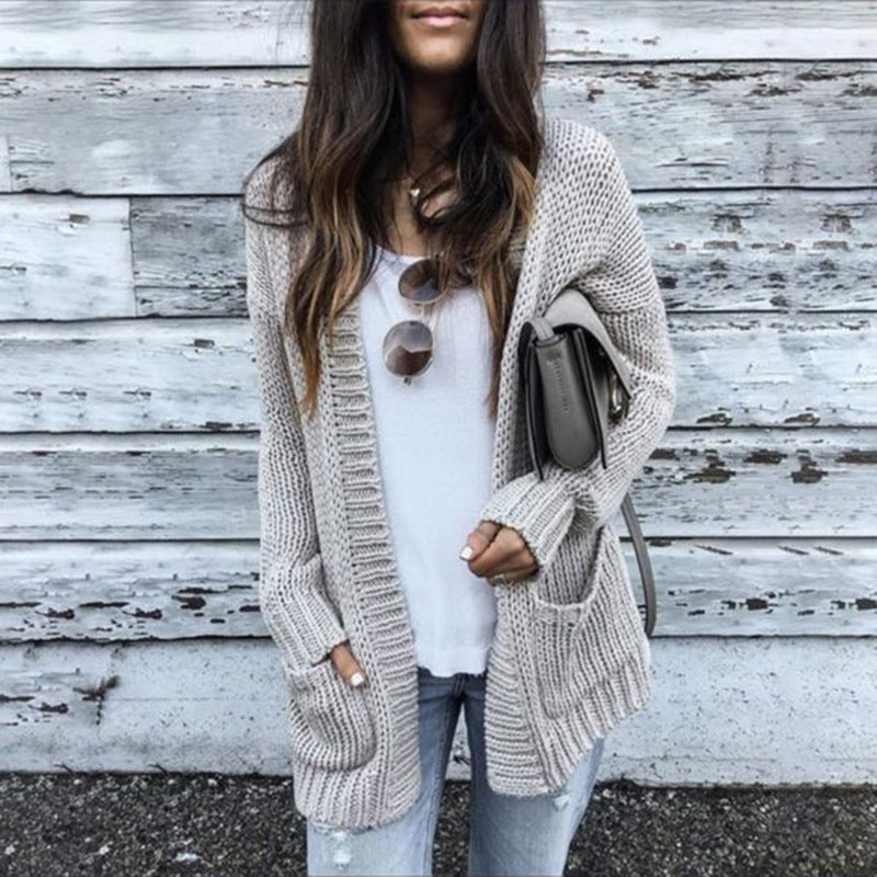 Damen Grobstrick-Cardigan mit lässigem Schnitt und praktischen Taschen R&B
