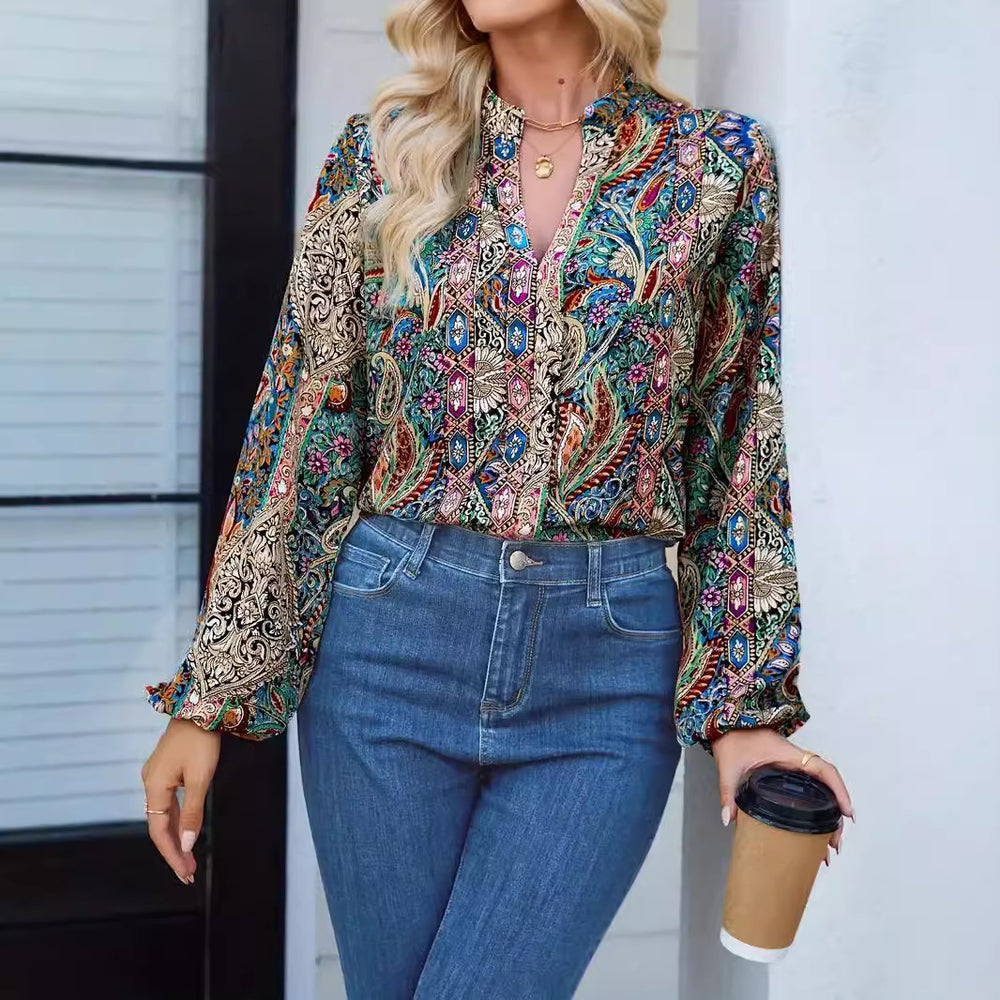 Damen elegante Printbluse R&B