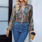 Damen elegante Printbluse