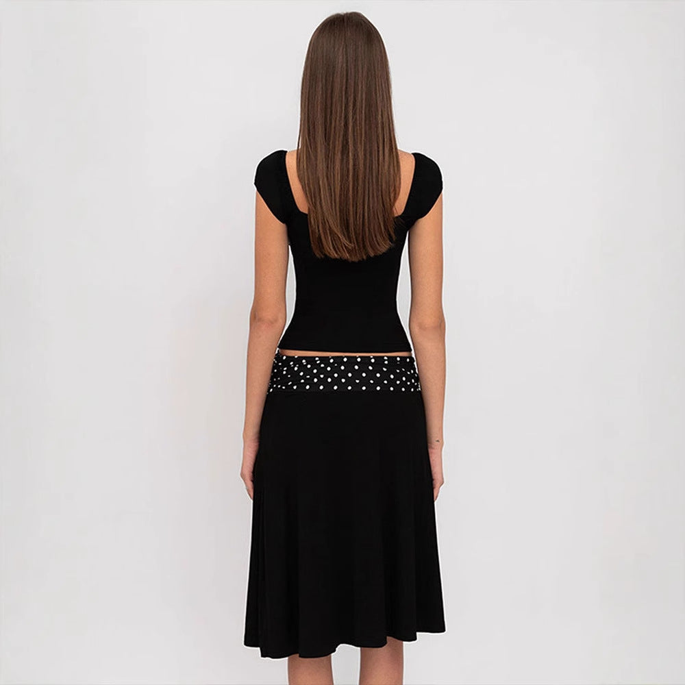 Damen Wickelkleid mit Spaghetti-Trägern und modischem Punktemuster R&B