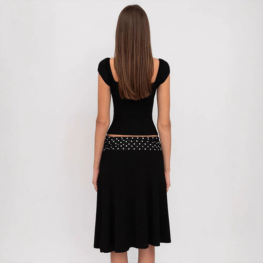 Damen Wickelkleid mit Spaghetti-Trägern und modischem Punktemuster R&B