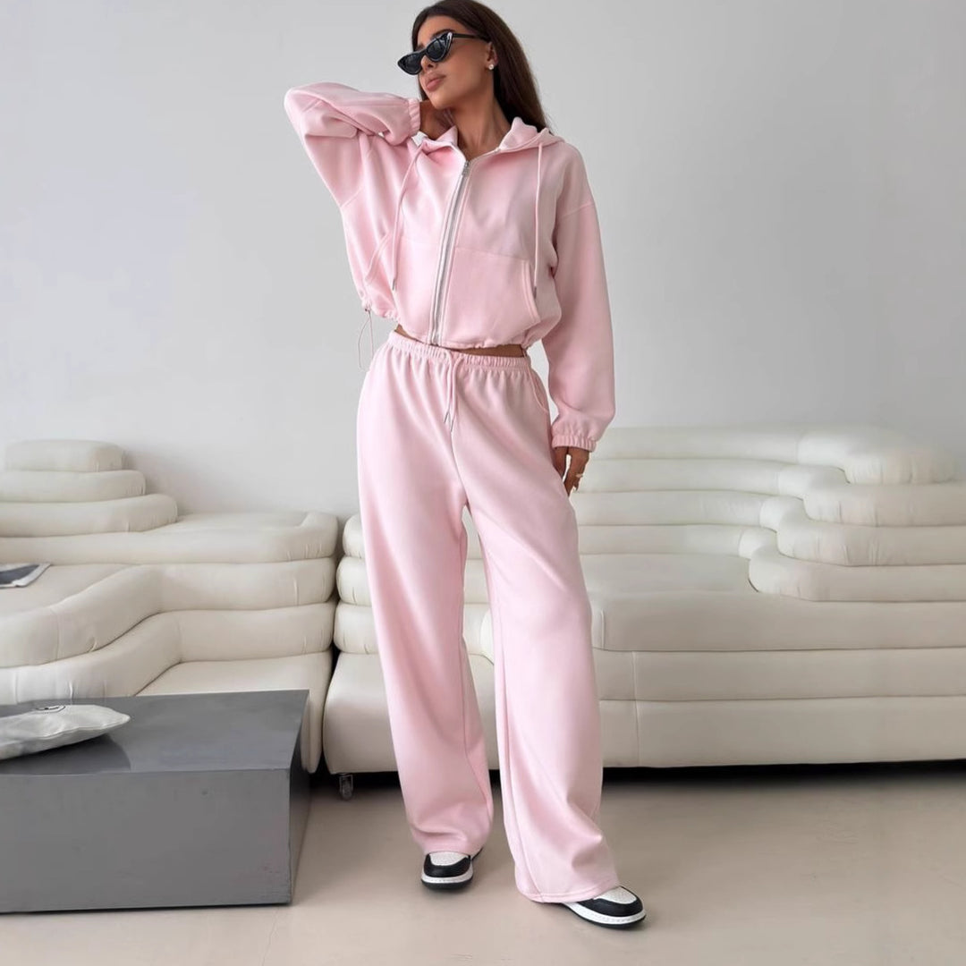 Damen lässige Kapuzenjacke mit hohem Kragen und Reißverschluss R&B