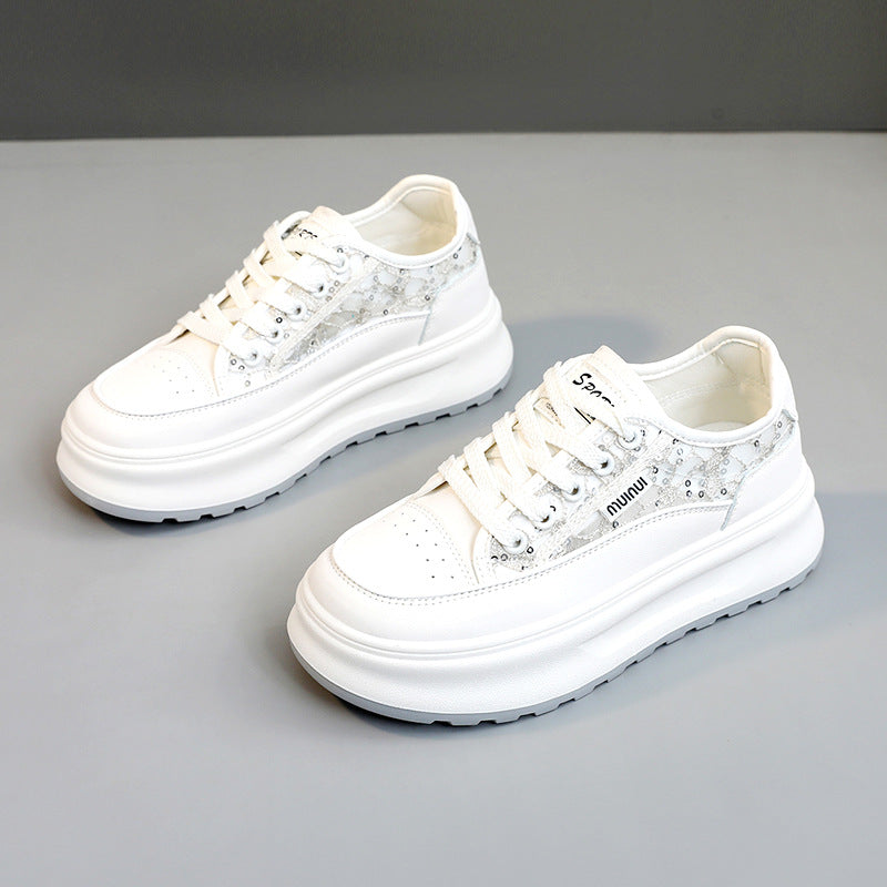 Damen modische Plateau-Sneaker mit trendiger Oberflächenstruktur und dämpfender Laufsohle R&B