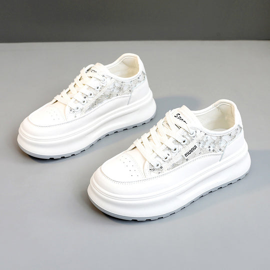 Damen modische Plateau-Sneaker mit trendiger Oberflächenstruktur und dämpfender Laufsohle R&B